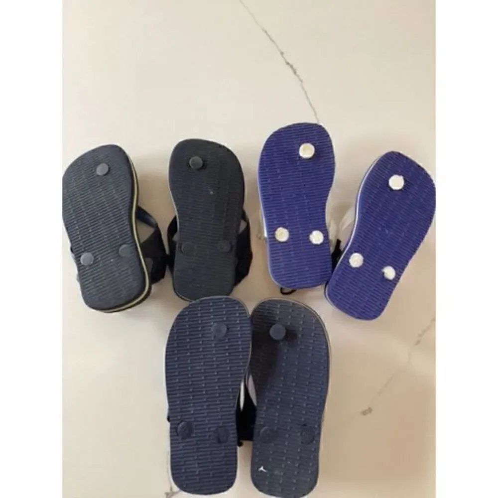 Havanianas Toddler (3 Pairs) Brazil Logo II Slip On Sandals Sz 22 Blue White